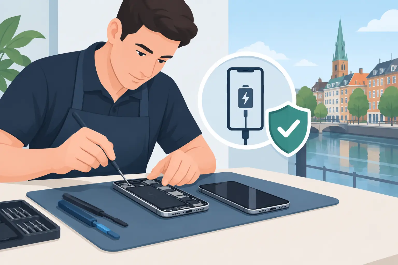 Telefon strømfejl reparation i Valby med garanti